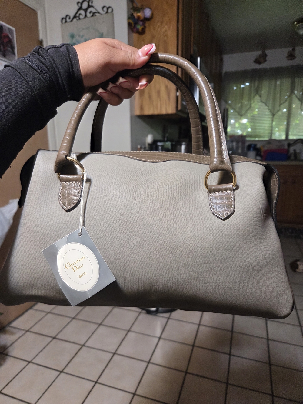 Extremely Rare Vintage Christian Dior Gray & Brown Women's Handbag Satchel